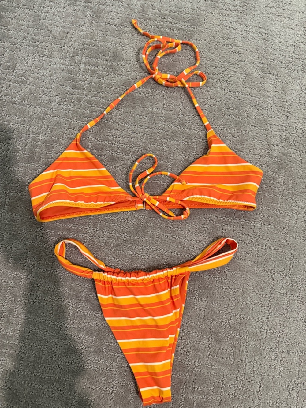 Striped Orange & Yellow Bikini Set